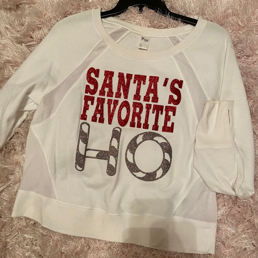 Santa’s favorite HO sweatshirt glitter xmas funny